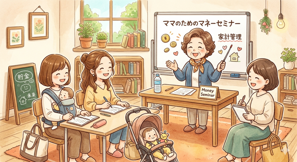 ママにマネーセミナーを行っている画像