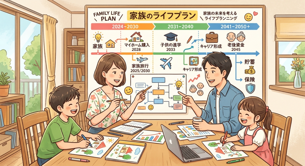 ライフプランについて考える家族