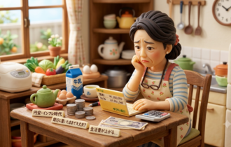 円安・インフレ時代、お金を銀行に置いたままで大丈夫？と心配する人のイラスト